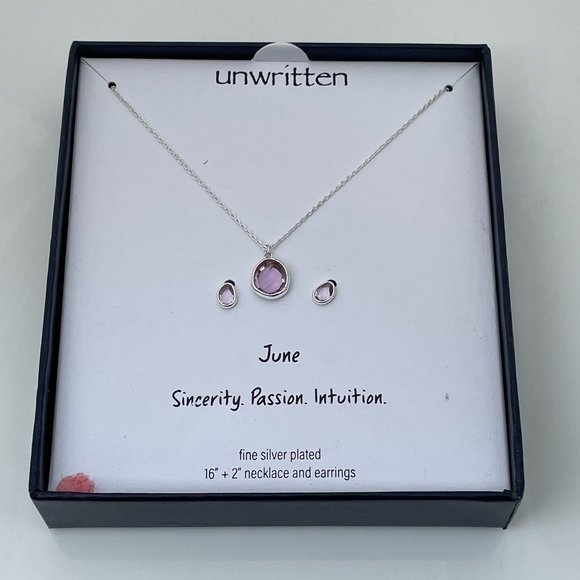 Unwritten Necklaces sterling silver .925 June SET - Picture 1 of 16